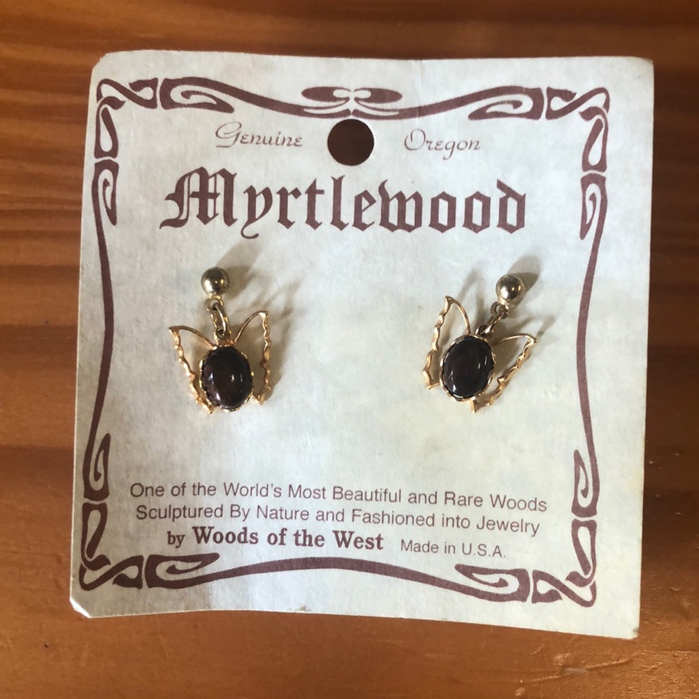 Mrytle wood butterfly earrings